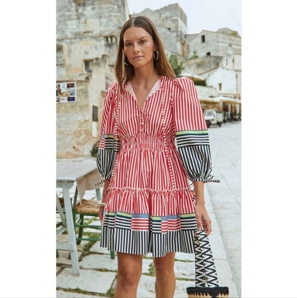 HUNTER BELL Red and Black Striped Mini Dress XS